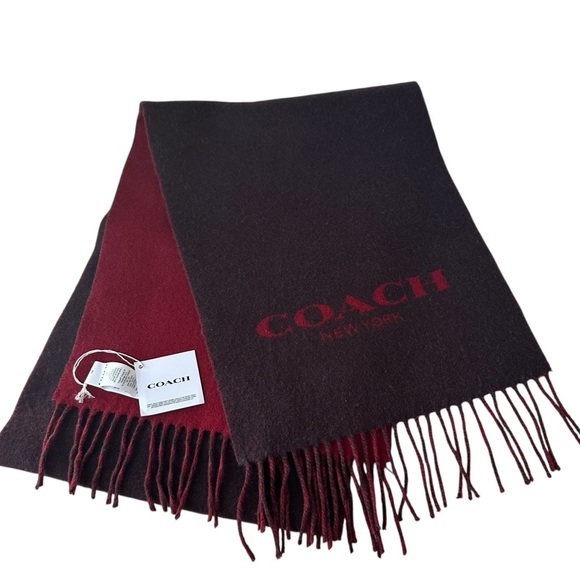 Coach Accessories - Coach Bi-Color Logo Scarf, Wool and Cashmere, Oxblood / Red, NWT